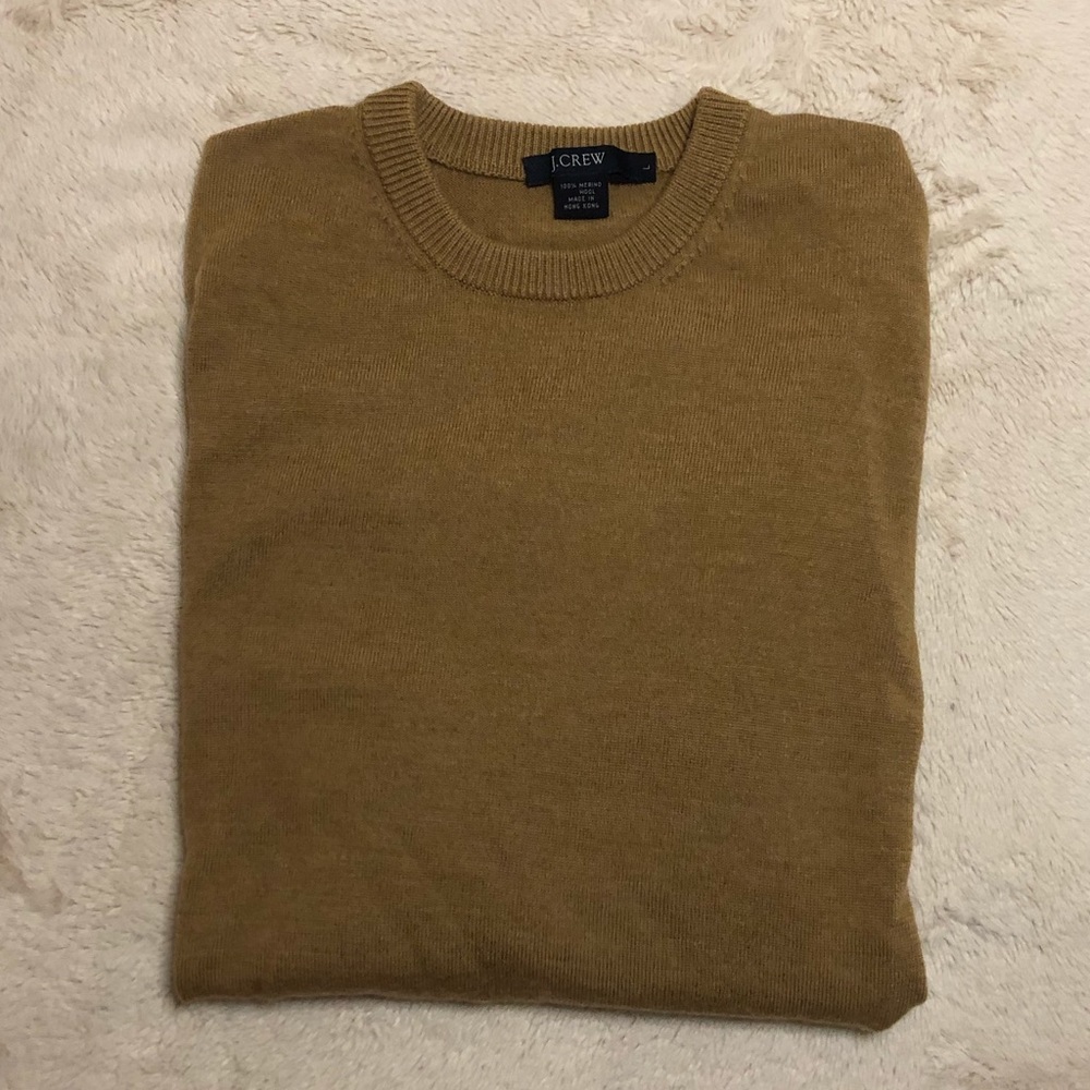 J. Crew Mens L Merino Wool Camel Colored Sweater